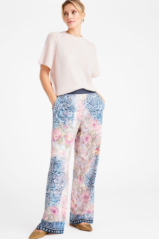 Marisa, wide leg jersey pants - Rose/navy