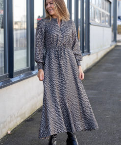 Lillian stripet kjole - Black/sand