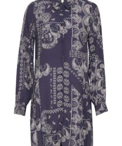 Esilya Dress - Navy graphic paisley
