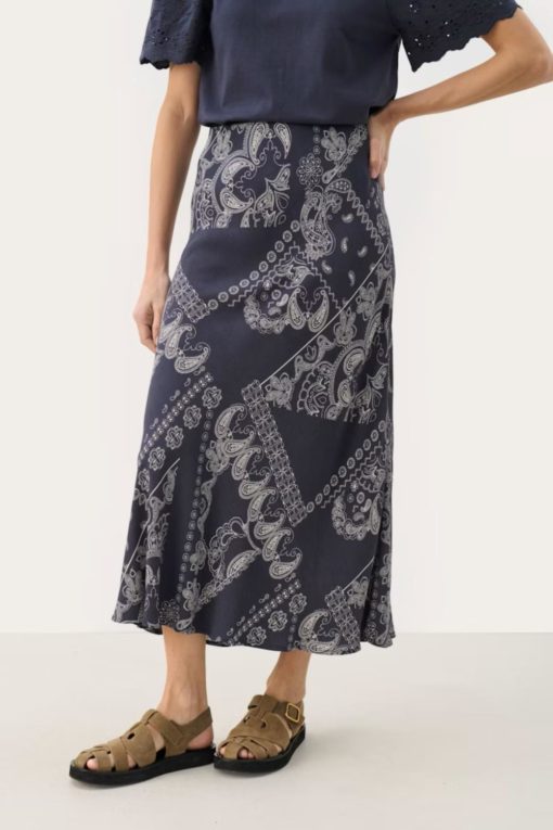 Laurina skirt - Navy graphic paisley