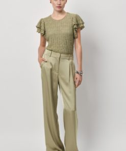 Jules satin pants - Sunlit grass