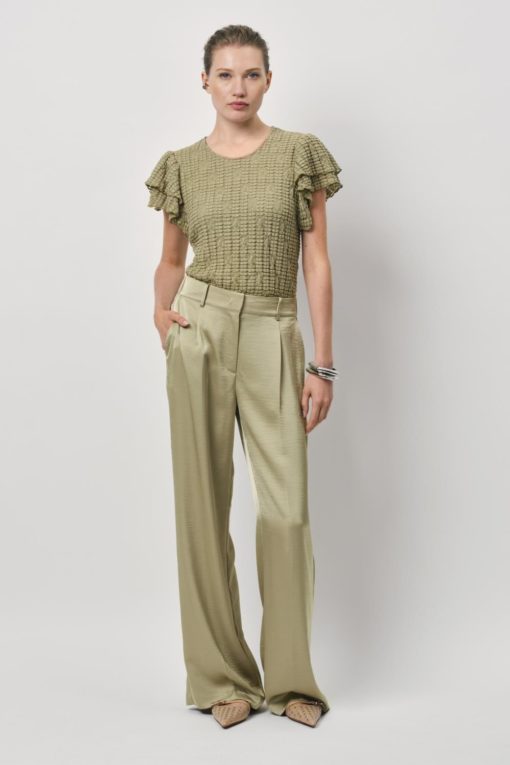 Jules satin pants - Sunlit grass