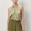 Elody satin halter top - Sunlit grass