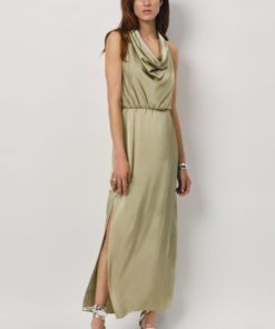 Marryme satin halter maxi dress - Sunlit grass