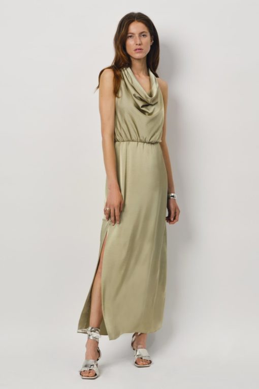 Marryme satin halter maxi dress - Sunlit grass