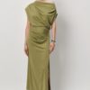 Jett off-shoulder jersey dress - Olive glow