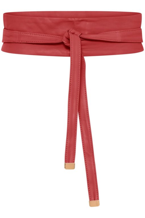 Cam, lamb leather tie belt - Desert rose