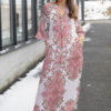 Anika, long dress - Coral/beige