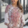 Carmen, blouse - Coral/beige