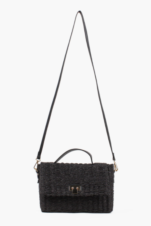 Albero Straw crossbody bag - Black