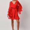 Solstice boho chiffon short dress - Flame red