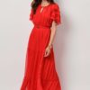 Xevi boho maxi chiffon dress - Flame red