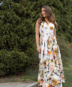 Juliana, long frill dress - Off white