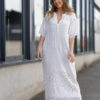 Costa, midi+ embroidery dress - Off white
