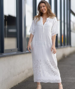 Costa, midi+ embroidery dress - Off white