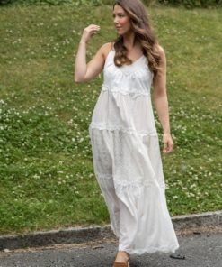 Jolanta, long strap dress - Off white