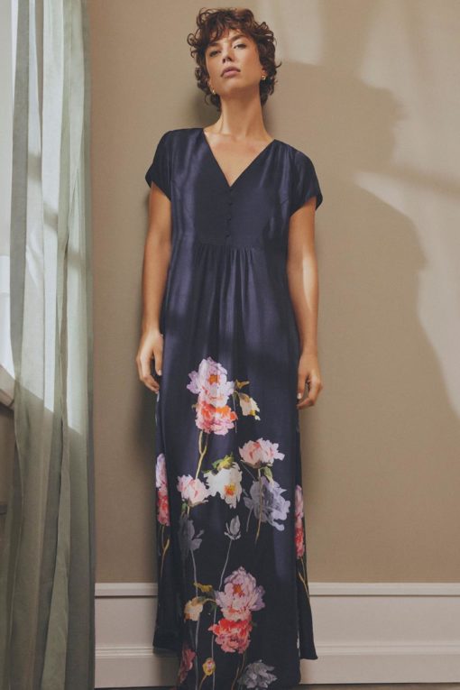 Hallie, long dress - Dark blue