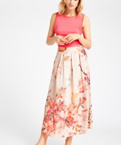 Mabell, midi+ pleated skirt - sand/rose