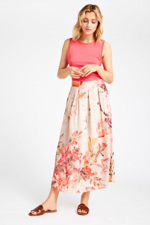 Mabell, midi+ pleated skirt - sand/rose