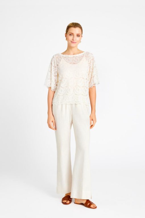 Freja, lace t-shirt - Off white