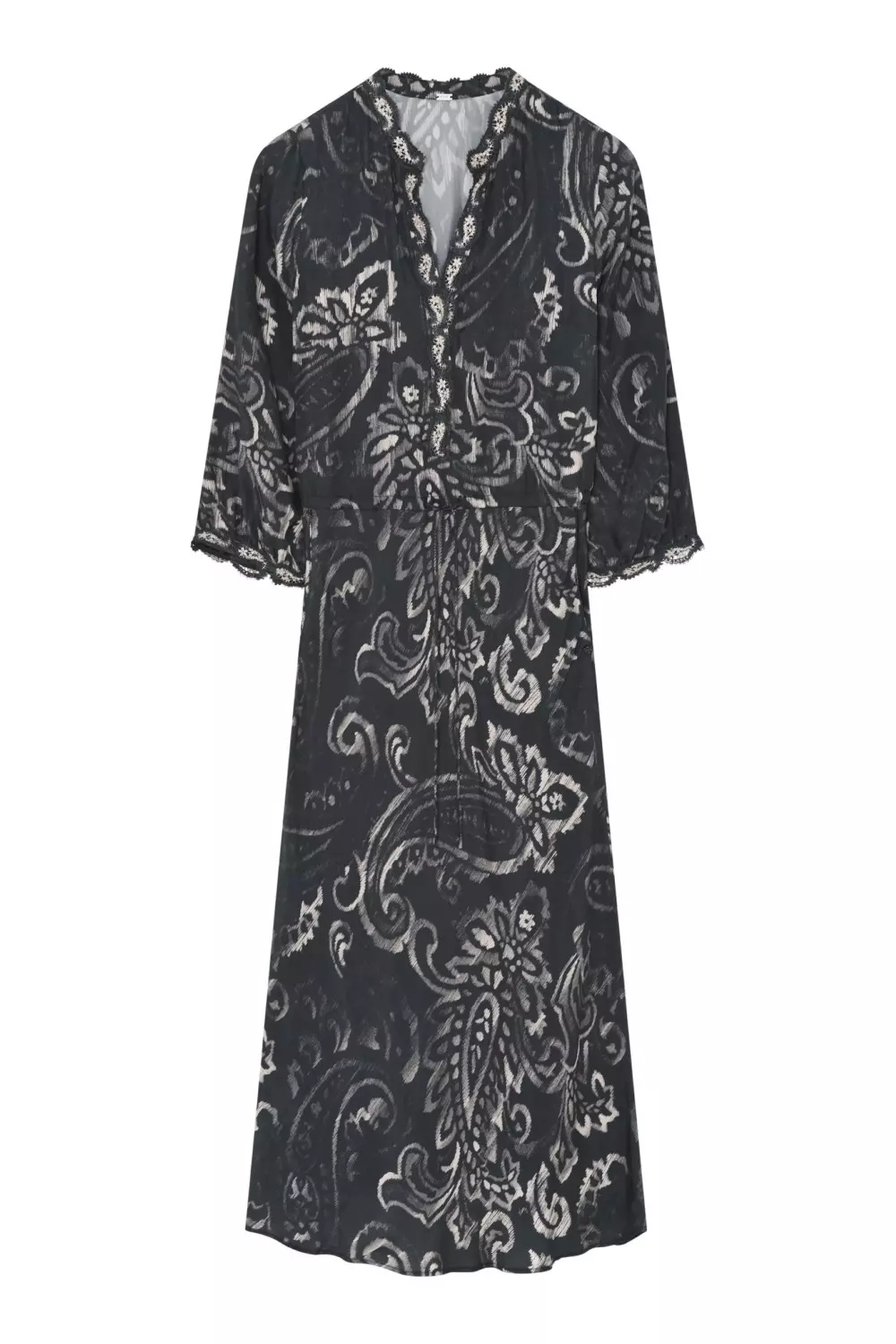 Britney, long bias cut dress - Grey/beige