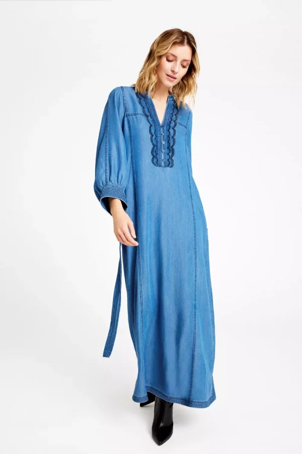 Kaisa, long dress - Washed blue