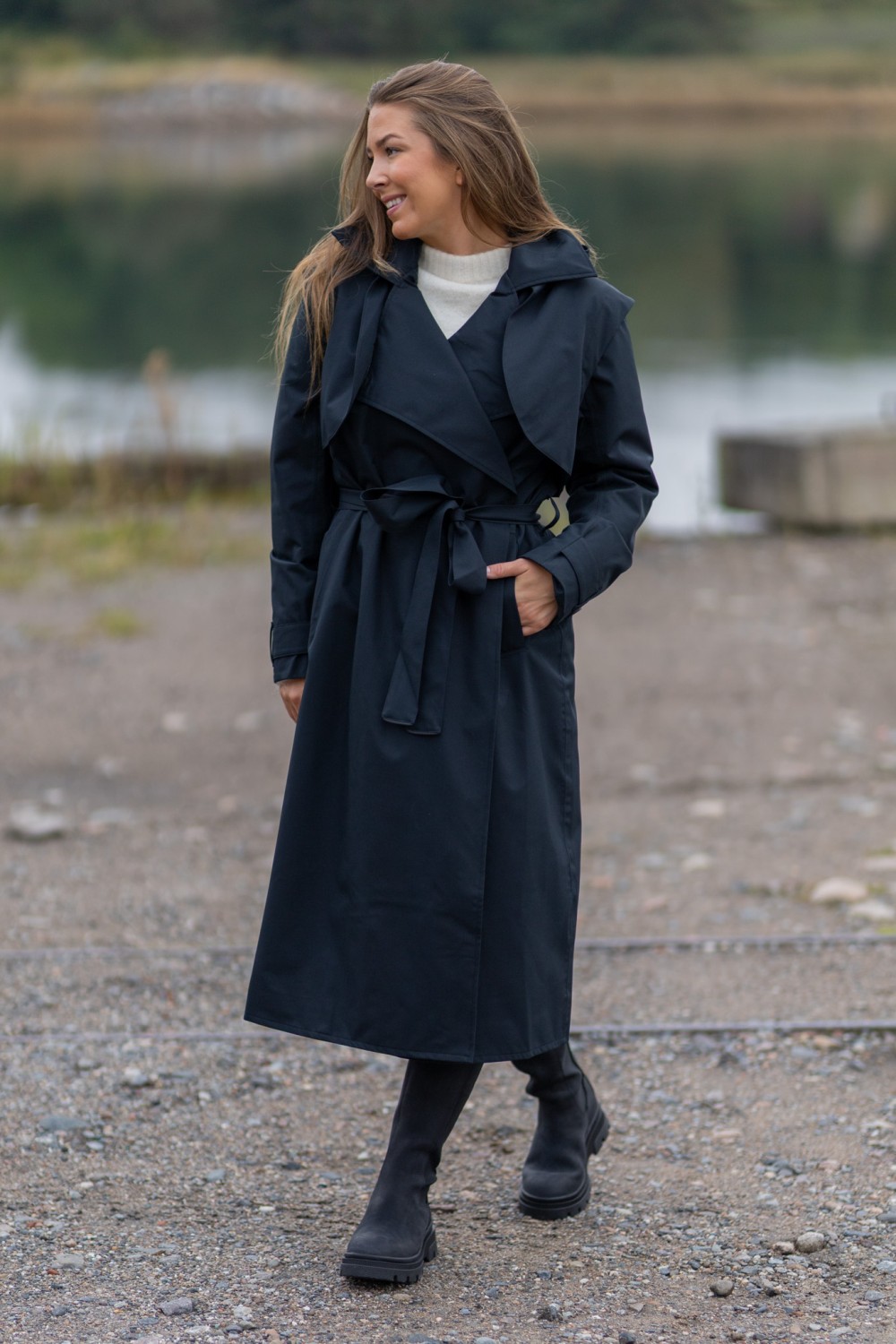Regndråpe Trench Coat - New Black