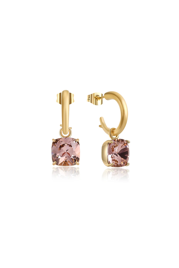 Carla crystal earrings - vintage pink