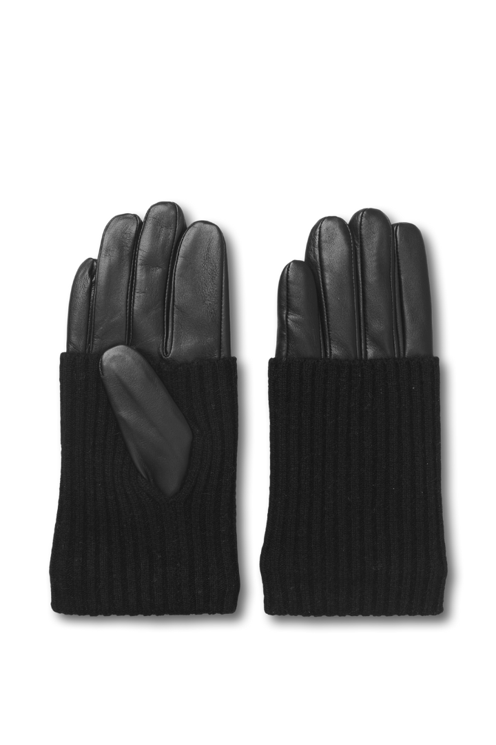 Day Leather knit glove - Black