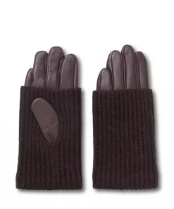 Day Leather knit glove - Chocolate Plum