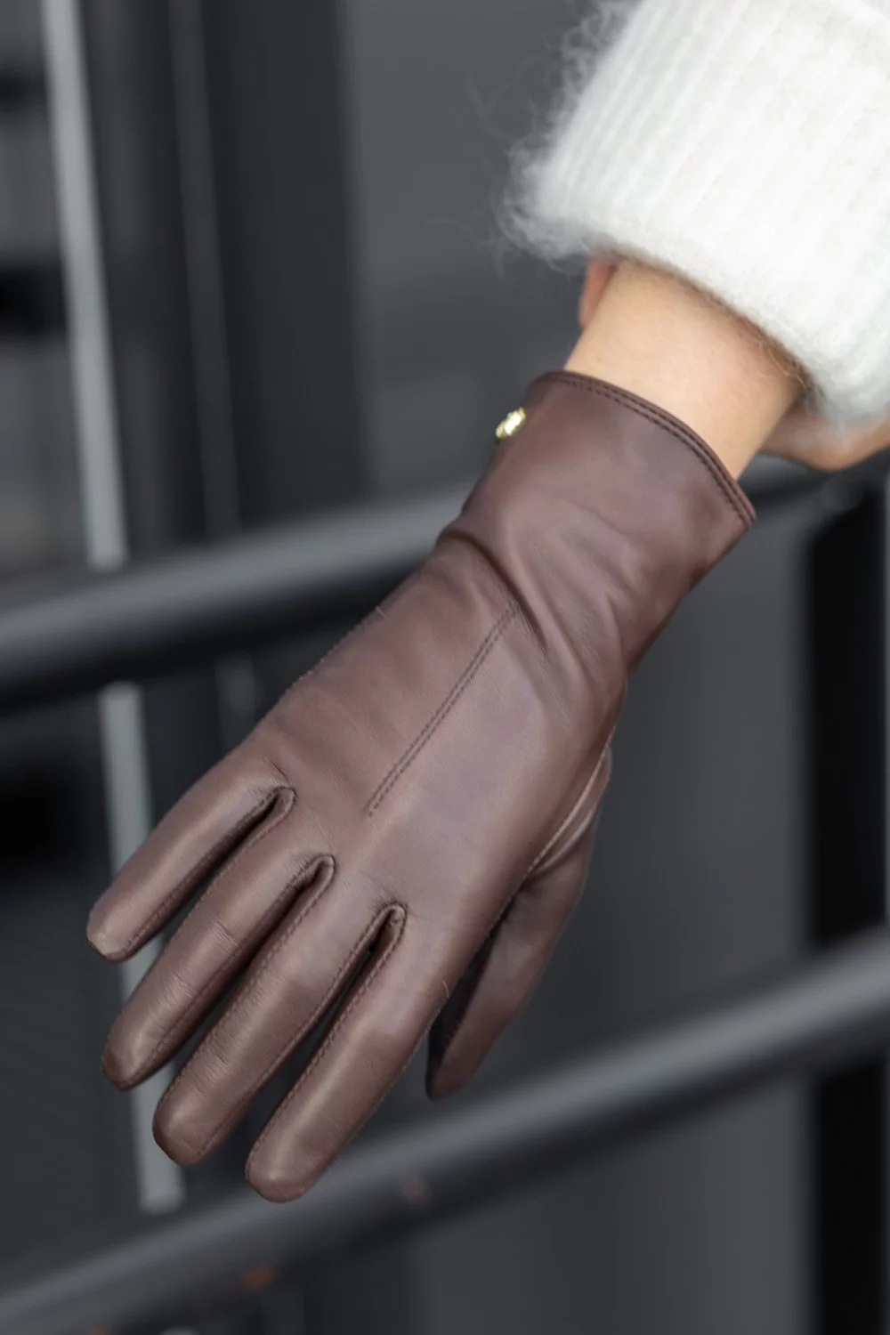 Celine skinnhanske - Mørk brun