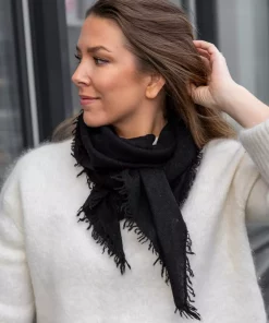 Mona kasjmir triangel skjerf - Sort
