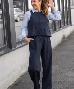 Belicia trousers - Navy pinstripe