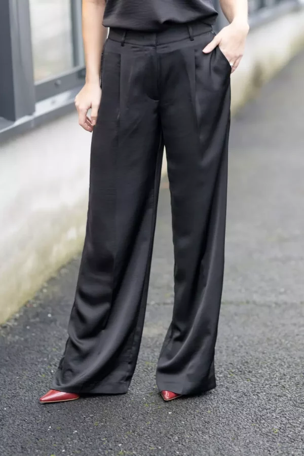 Jules satin pants - Raven