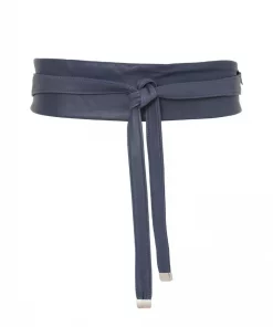 Cam, lamb leather tie belt - Blue