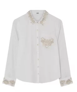 Carmen, embroidery shirt - White