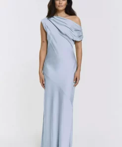 Vanessa Satin Dress - Pale blue
