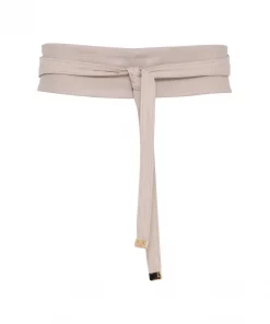 Cam, lamb leather tie belt - Nude