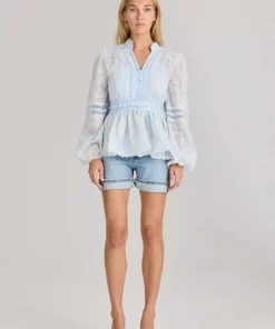Aliah Needle Blouse - Arctic Blue