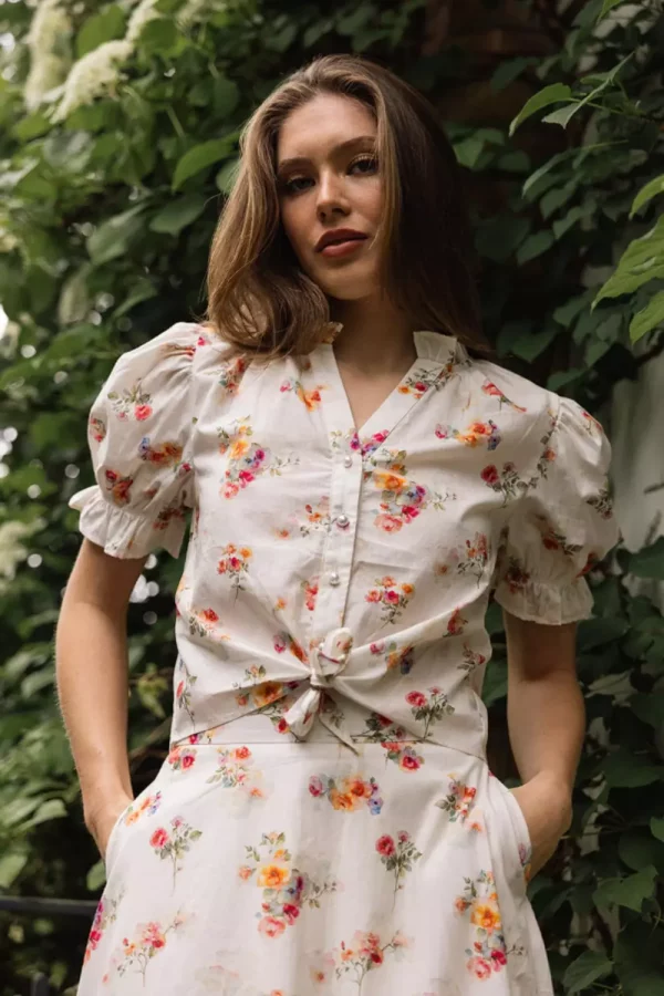Fleur top - White print