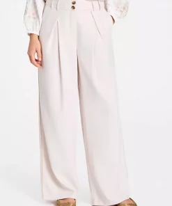 Macy, high waist wide leg - Almond