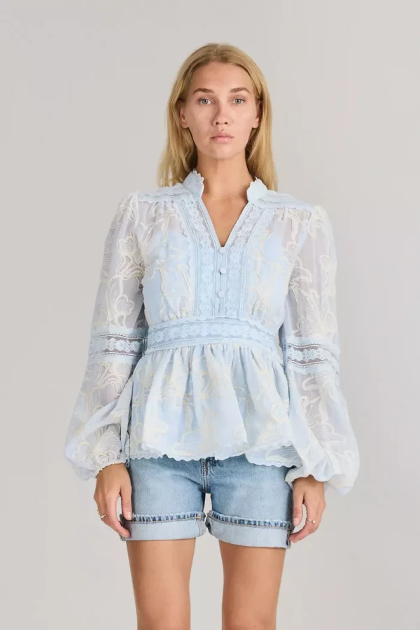 Aliah Needle Blouse - Arctic Blue