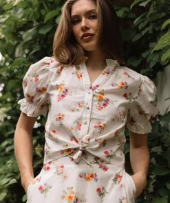 Fleur top - White print