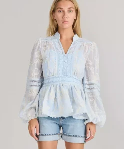 Aliah Needle Blouse - Arctic Blue