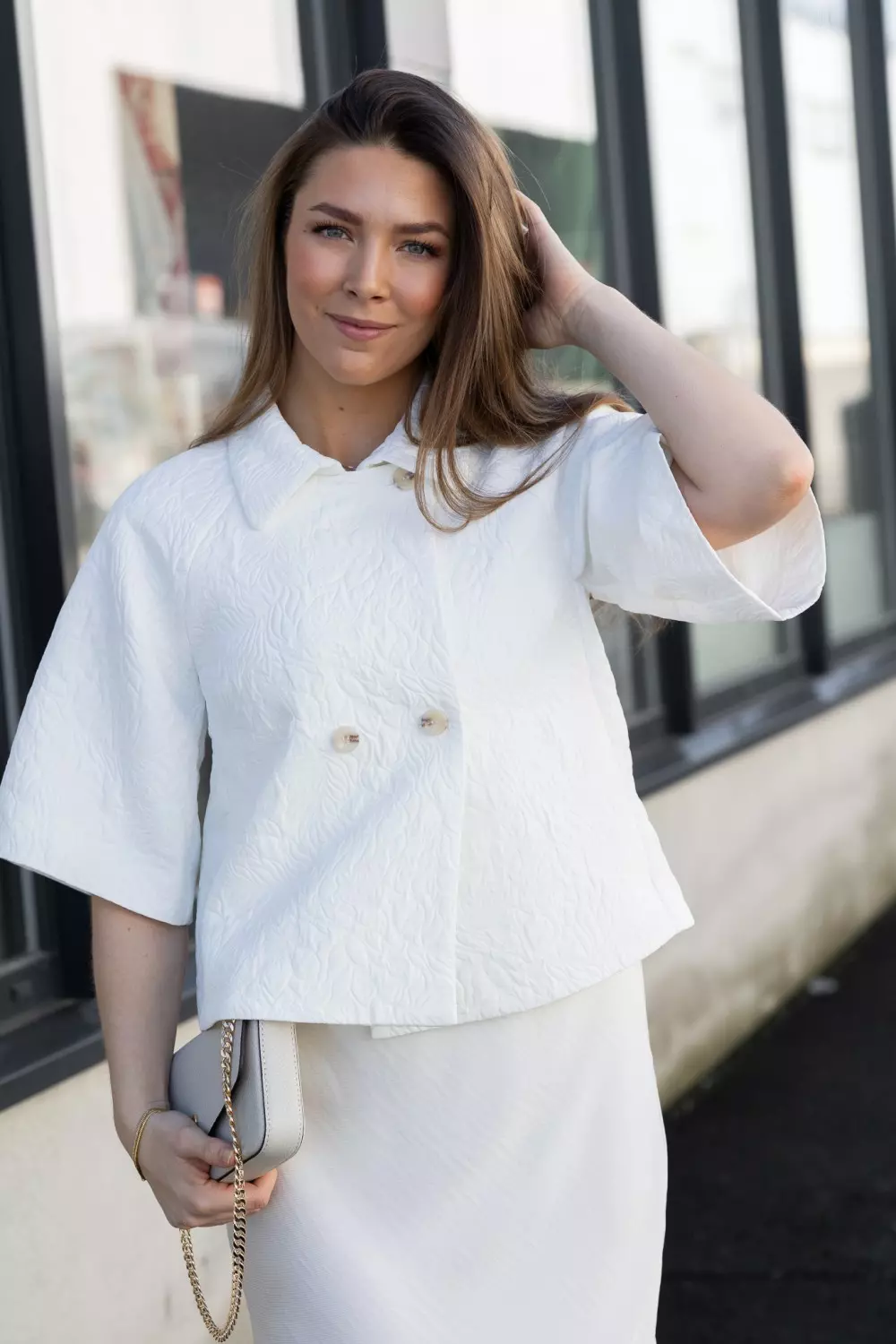 Nora, cape jacket - White