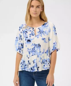 Azelia Blouse - Blue shadow flower
