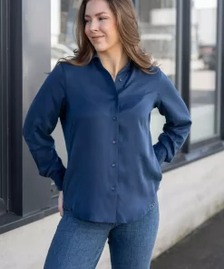 Classic silkebluse - Navy