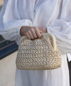 Emma raffia clutch - Sand