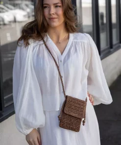 Maud raffia mobilveske - Brun