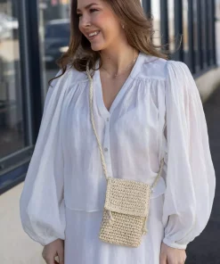 Maud raffia mobilveske - Sand